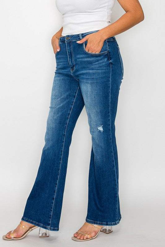 bytos Full Size High Rise Bootcut Jeans with Pockets - Trendsi - Flyclothing LLC