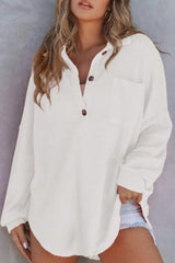 Half Button Long Sleeve Sweatshirt - Trendsi - Flyclothing LLC