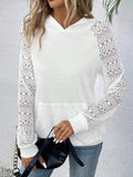 Waffle-Knit Long Sleeve Hoodie - Trendsi