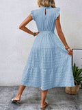 Tied Ruffled Cap Sleeve Midi Dress - Trendsi - Flyclothing LLC