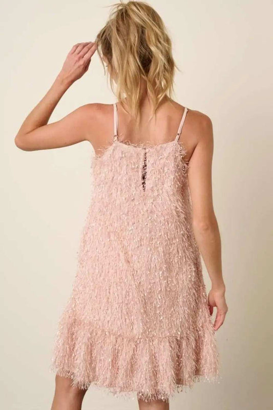 Mittoshop Feather Ruffle Hem Mini Cami Dress - Trendsi - Flyclothing LLC