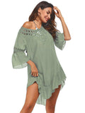Backless Cutout Three-Quarter Sleeve Cover Up - Trendsi - Flyclothing LLC
