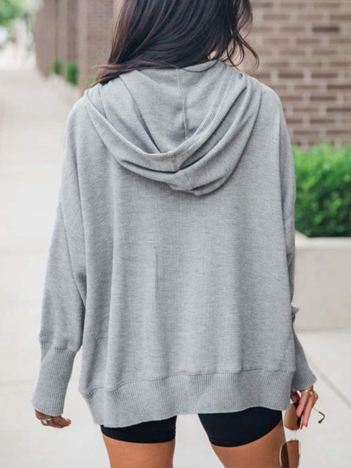 Perfee Half Snap Long Sleeve Hoodie - Trendsi - Flyclothing LLC