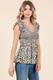 Mittoshop Leopard Print Ruffle Smock Blouse - Trendsi