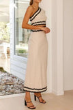 Cutout Contrast Trim Single Shoulder Dress - Trendsi