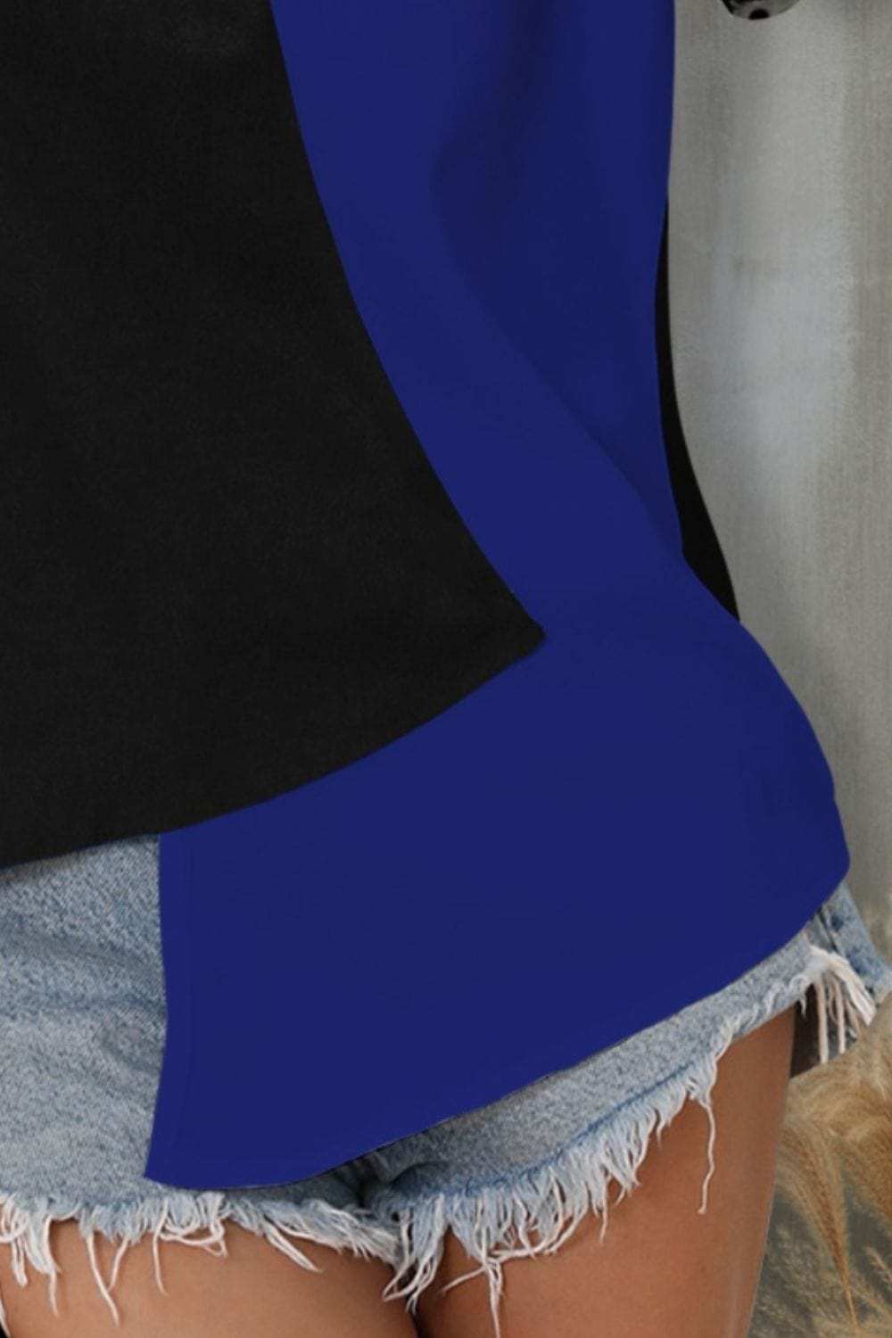 Color Block Notched Short Sleeve T-Shirt - Trendsi - Flyclothing LLC