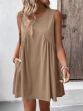 Ivy Lane Ruched V-Neck Sleeveless Mini Dress - Trendsi