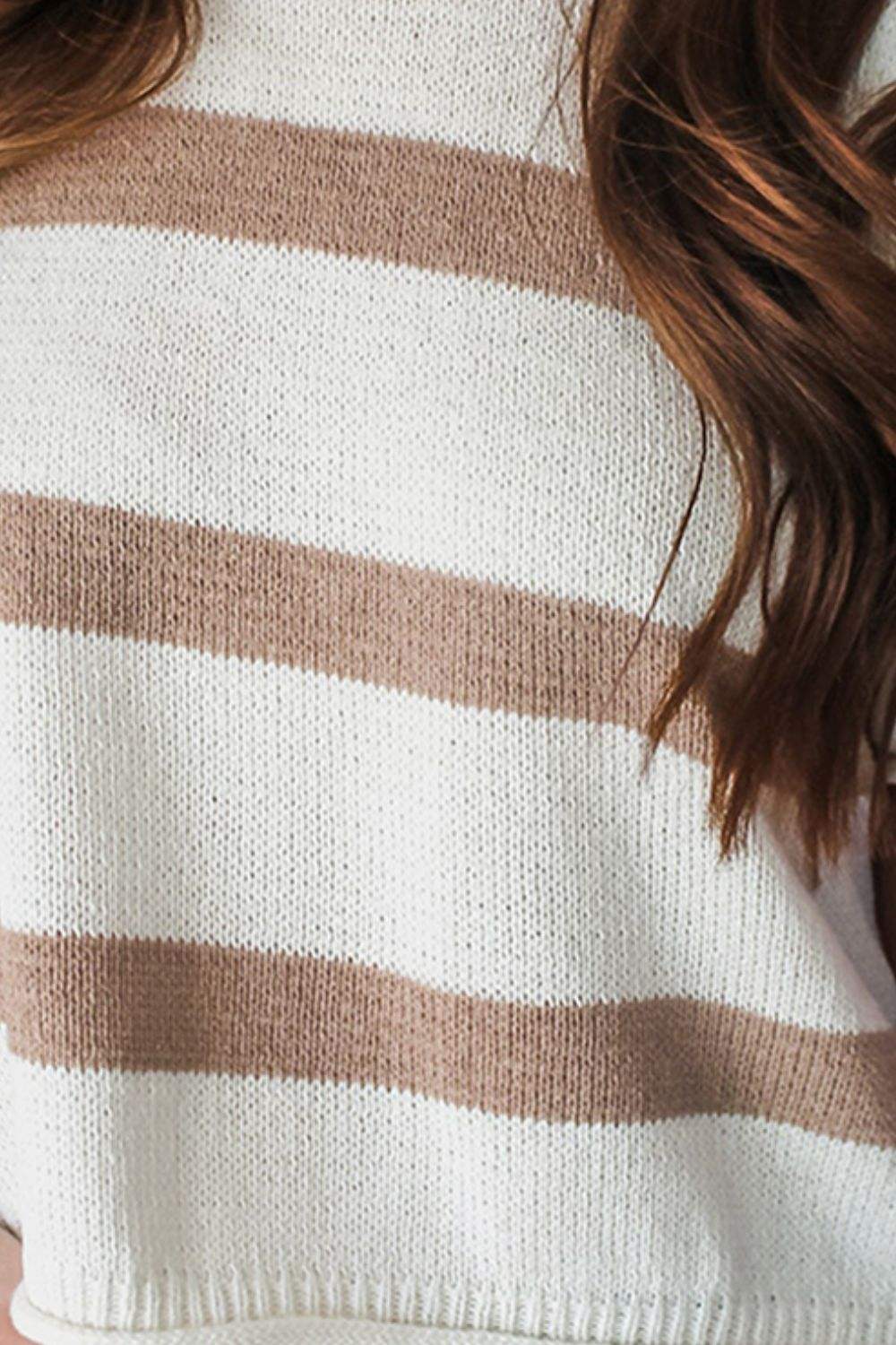 Striped Round Neck Short Sleeve Knit Top - Trendsi - Flyclothing LLC