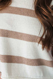 Striped Round Neck Short Sleeve Knit Top - Trendsi - Flyclothing LLC