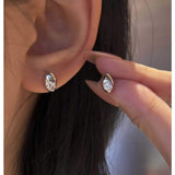 S925 Sterling Silver Oval Stud Earrings With A Single Moissanite Diamond - My Store - Flyclothing LLC