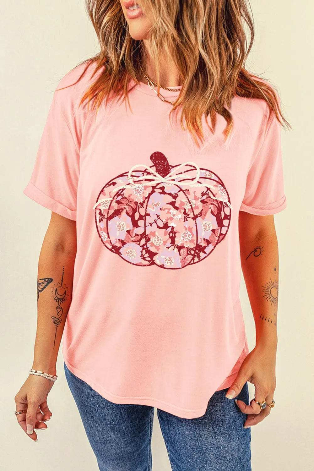 Pumpkin Graphic Round Neck Long Sleeve T-Shirt - Trendsi - Flyclothing LLC
