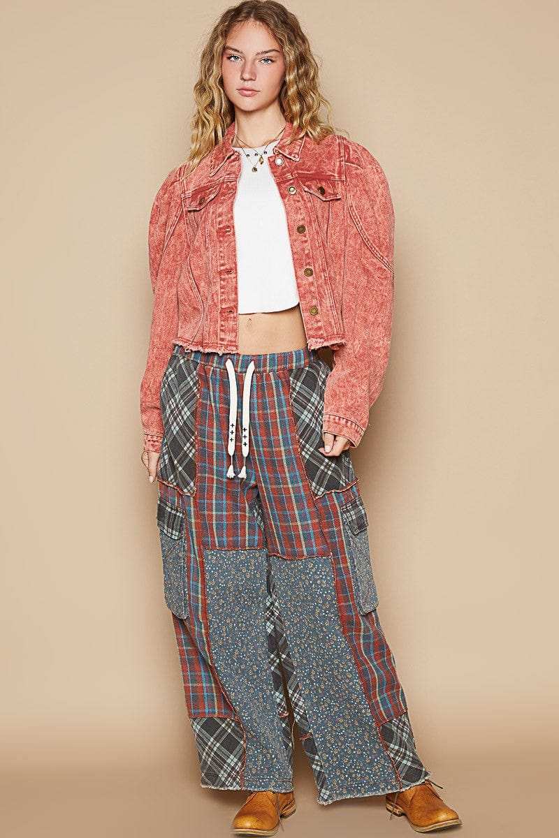 POL Raw Hem Button Up Cropped Denim Jacket - Trendsi - Flyclothing LLC