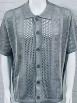 Men's Button Down Collared Neck Hollow Out Shirt - Trendsi - Flyclothing LLC