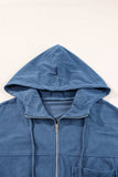 Pocketed Zip Up Long Sleeve Hooded Jacket - Trendsi - Flyclothing LLC