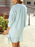 Ruffled Striped Notched Mini Dress - Trendsi