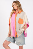 SAGE + FIG Full Size Color Block Button-Down Shirt - Trendsi