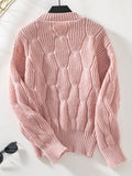 Round Neck Dropped Shoulder Sweater - Trendsi