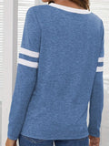 Heathered V-Neck Long Sleeve T-Shirt - Trendsi