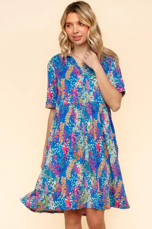 Haptics Johnny Collar Babydoll Dress with Side Pockets - Trendsi - Flyclothing LLC