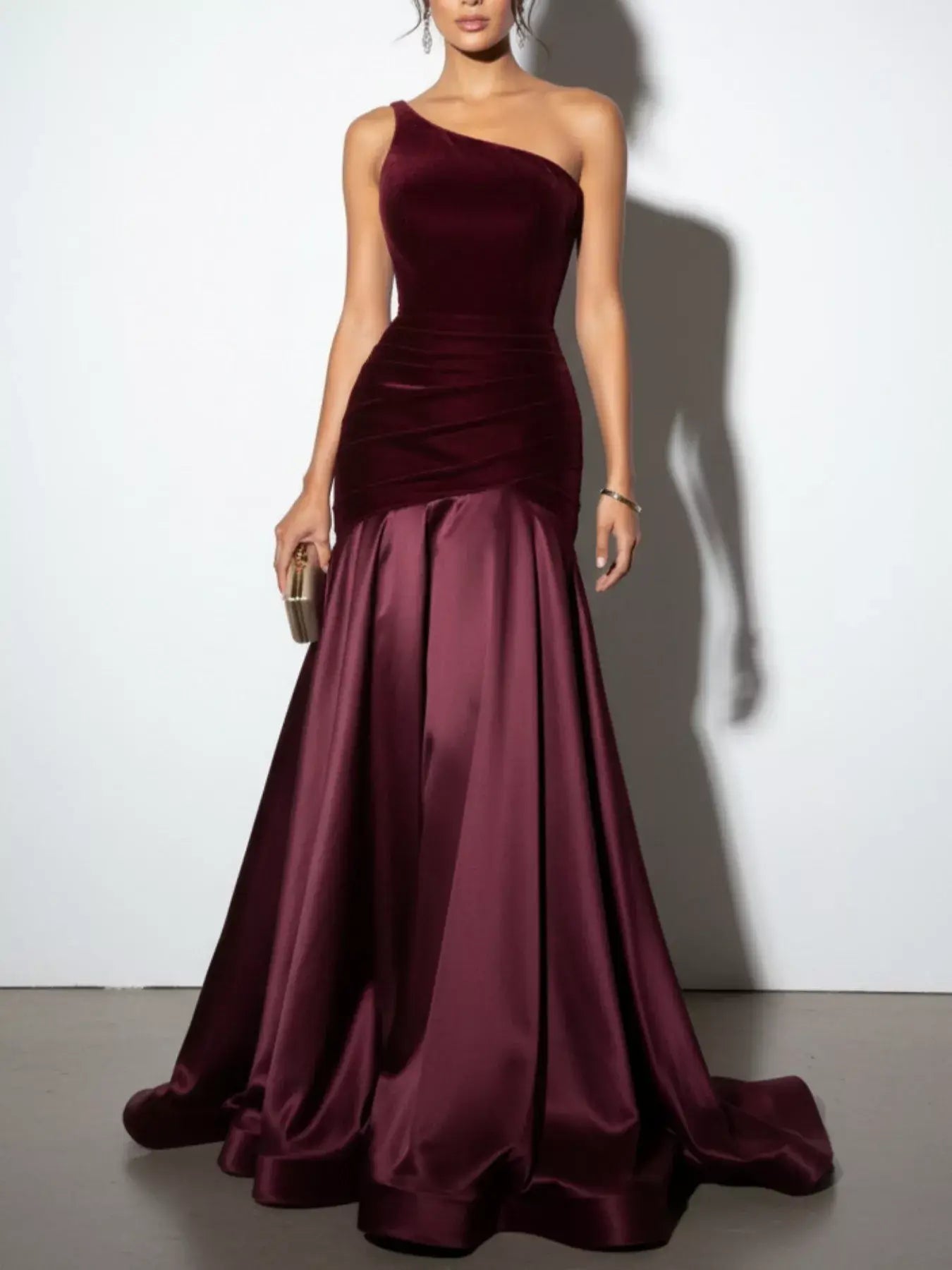 Single Shoulder Floor Length Dress - Trendsi - Flyclothing LLC