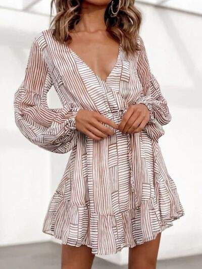 Cutout Back Surplice Long Sleeve Dress - Trendsi - Flyclothing LLC