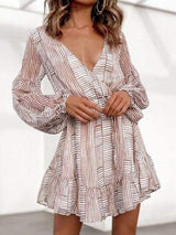 Cutout Back Surplice Long Sleeve Dress - Trendsi - Flyclothing LLC