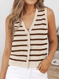 Striped V-Neck Knit Vest - Trendsi - Flyclothing LLC