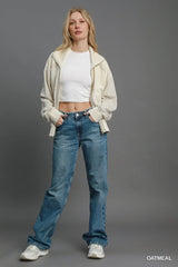 Umgee Two-Way Jacquard Zip-Up Jacket - Trendsi - Flyclothing LLC
