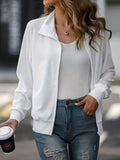 Zip Up Collared Neck Raglan Sleeve Jacket - Trendsi