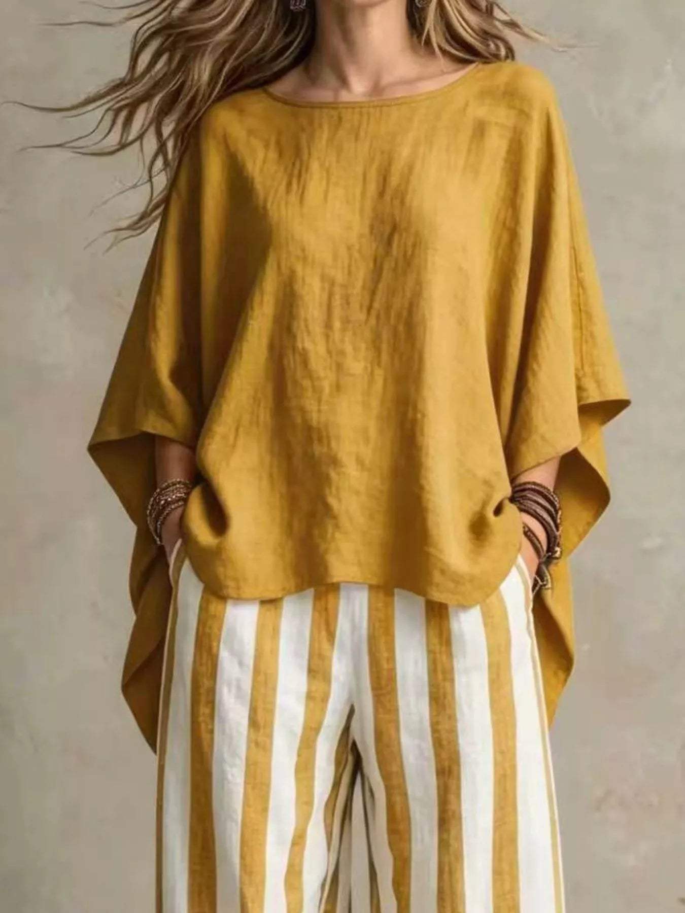 Full Size Solid Color Top and Pants Set Plus Size - Trendsi - Flyclothing LLC