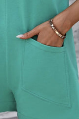 Round Neck Sleeveless Front Pocket Romper - Trendsi - Flyclothing LLC