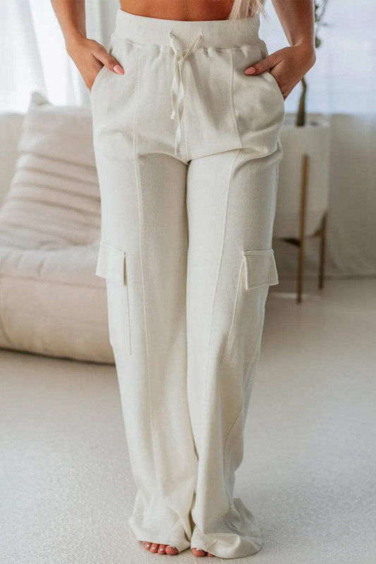 Drawstring High Waist Pants with Pockets - Trendsi - Flyclothing LLC