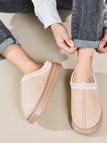 Faux Fur Suede Platform Slippers - Trendsi - Flyclothing LLC
