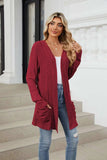 Pocketed Open Front Long Sleeve Cardigan - Trendsi - Flyclothing LLC