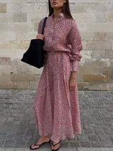 Floral Button Front Long Sleeve Dress - Trendsi - Flyclothing LLC