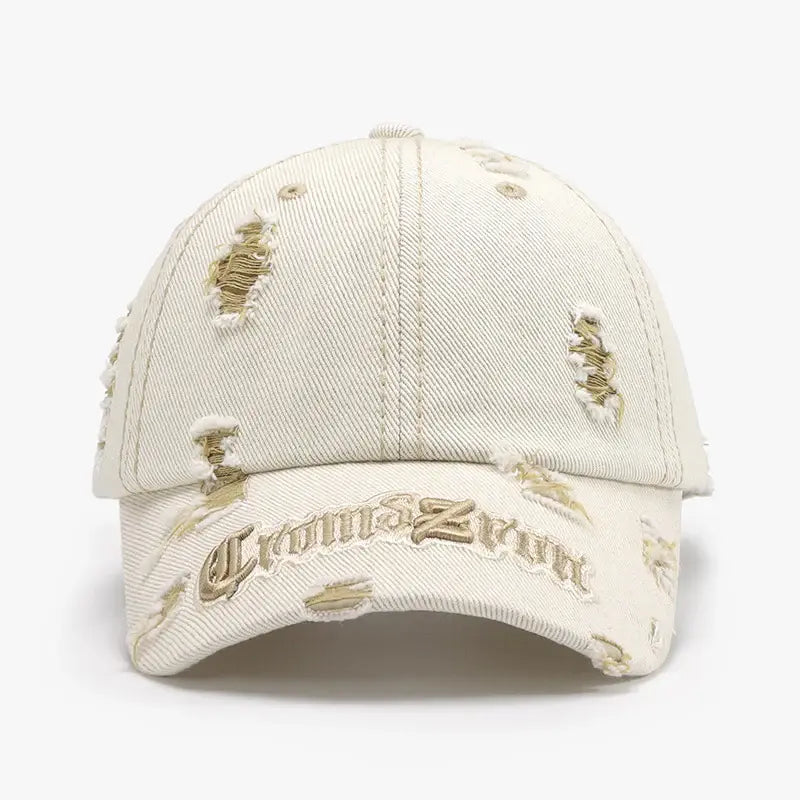 Distressed Letter Embroidered Baseball Cap - Trendsi - Flyclothing LLC