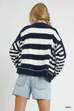 Umgee Cable-Knit Stripe Button-Up Cardigan - Trendsi - Flyclothing LLC