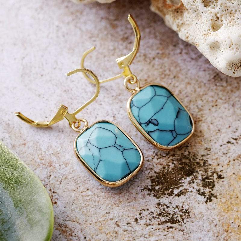 Copper Natural Stone Dangle Earrings - Trendsi - Flyclothing LLC