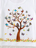 Children's Butterfly Tree Graphic Casual T-Shirt - Trendsi - Flyclothing LLC
