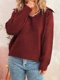 Ribbed Hem Raglan Sleeve Sweater - Trendsi - Flyclothing LLC