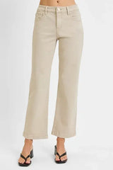 RISEN Full Size Tummy Control Mid Rise Ankle Straight Jeans Plus Size - Trendsi - Flyclothing LLC