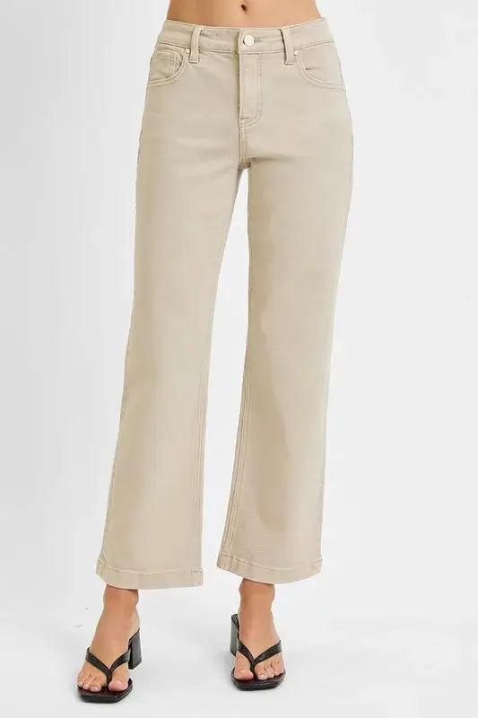 RISEN Full Size Tummy Control Mid Rise Ankle Straight Jeans Plus Size - Trendsi - Flyclothing LLC