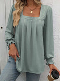 Square Neck Long Sleeve Top - Trendsi - Flyclothing LLC