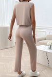 Ribbed Round Neck Top and Pants Set - Trendsi - Flyclothing LLC
