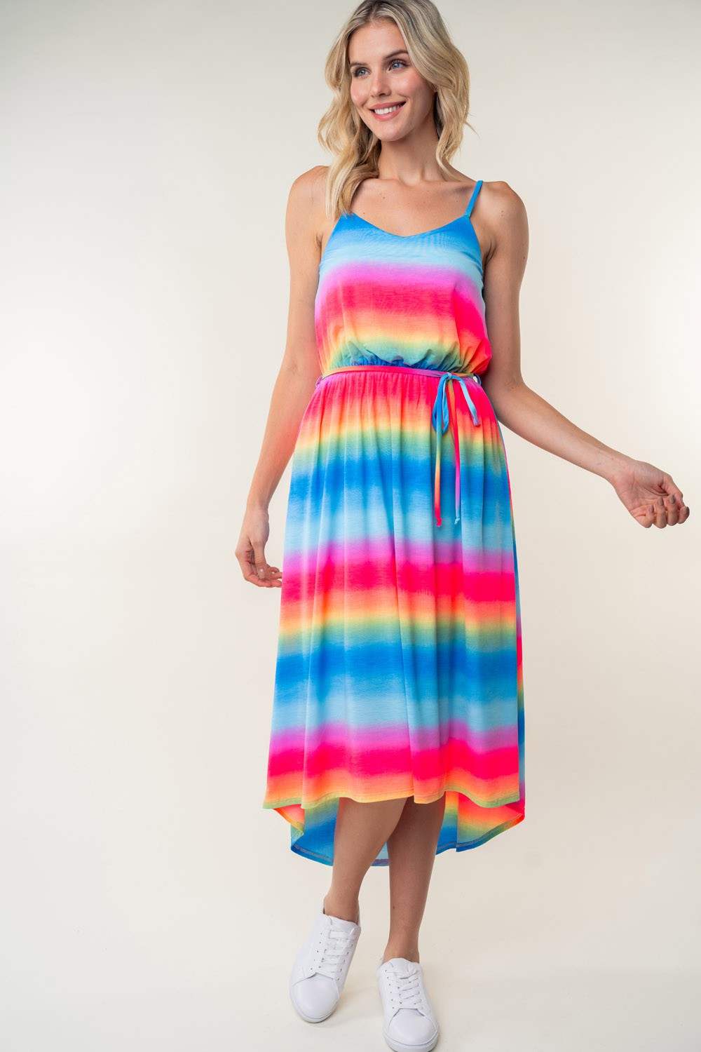 White Birch Full Size Ombre Striped Midi Cami Dress - Trendsi - Flyclothing LLC