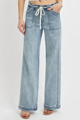 RISEN Full Size Straight Leg Jeans with Pockets Plus Size - Trendsi - Flyclothing LLC