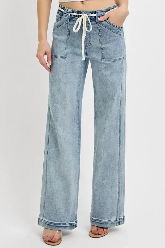 RISEN Full Size Straight Leg Jeans with Pockets Plus Size - Trendsi - Flyclothing LLC
