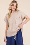 Lime 'N' Chili Solid Cap Sleeve Stitch Edge Knit Sweater - Trendsi