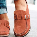 Round Toe Low Heel Buckle Sneakers - Trendsi - Flyclothing LLC