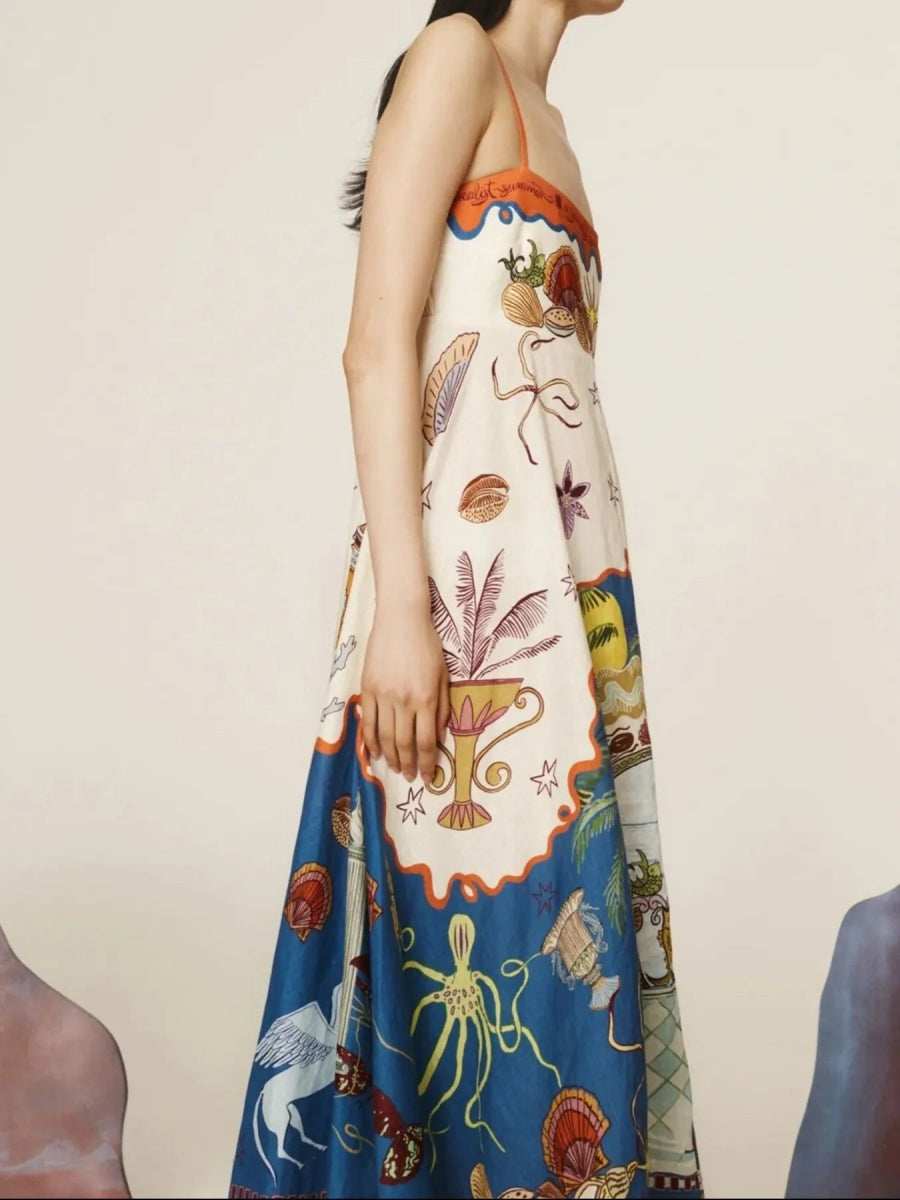 Printed Square Neck Maxi Cami Dress - Trendsi - Flyclothing LLC